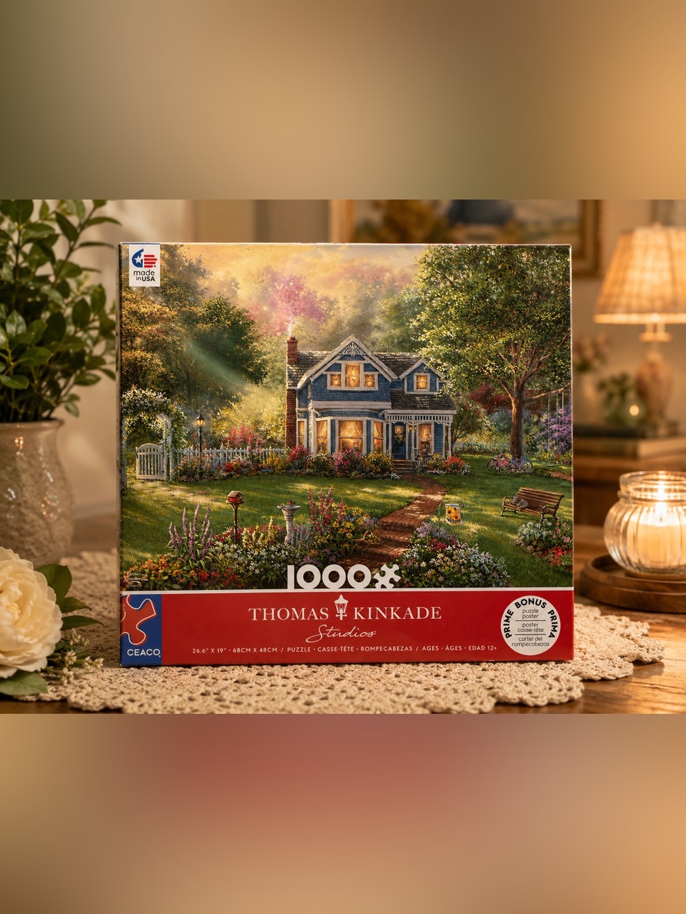 Thomas Kinkade 1000-Piece Jigsaw Puzzle - Cozy Blue House
